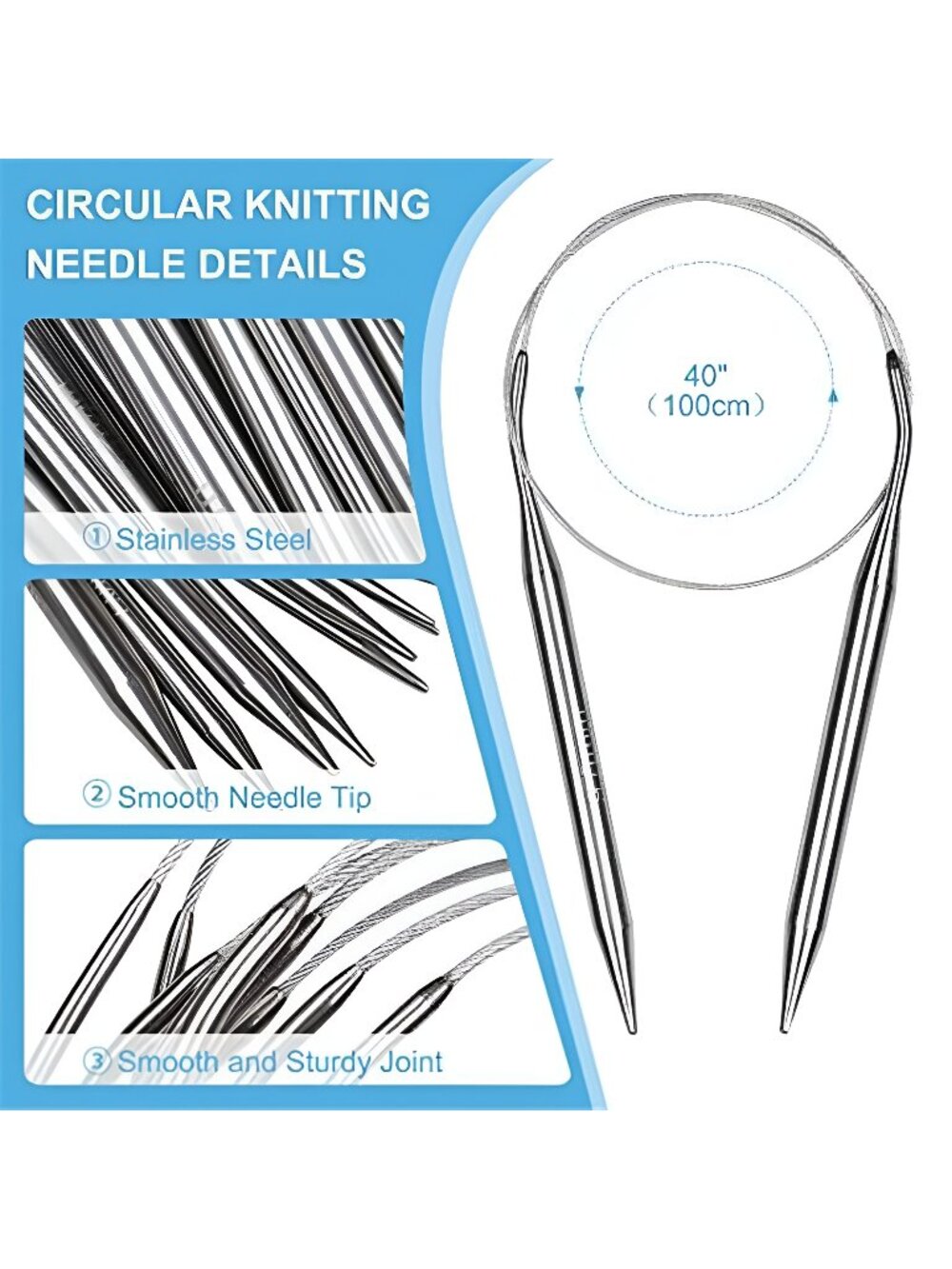 Circular Knitting Needles Set, Stainless Steel Knitting Needles